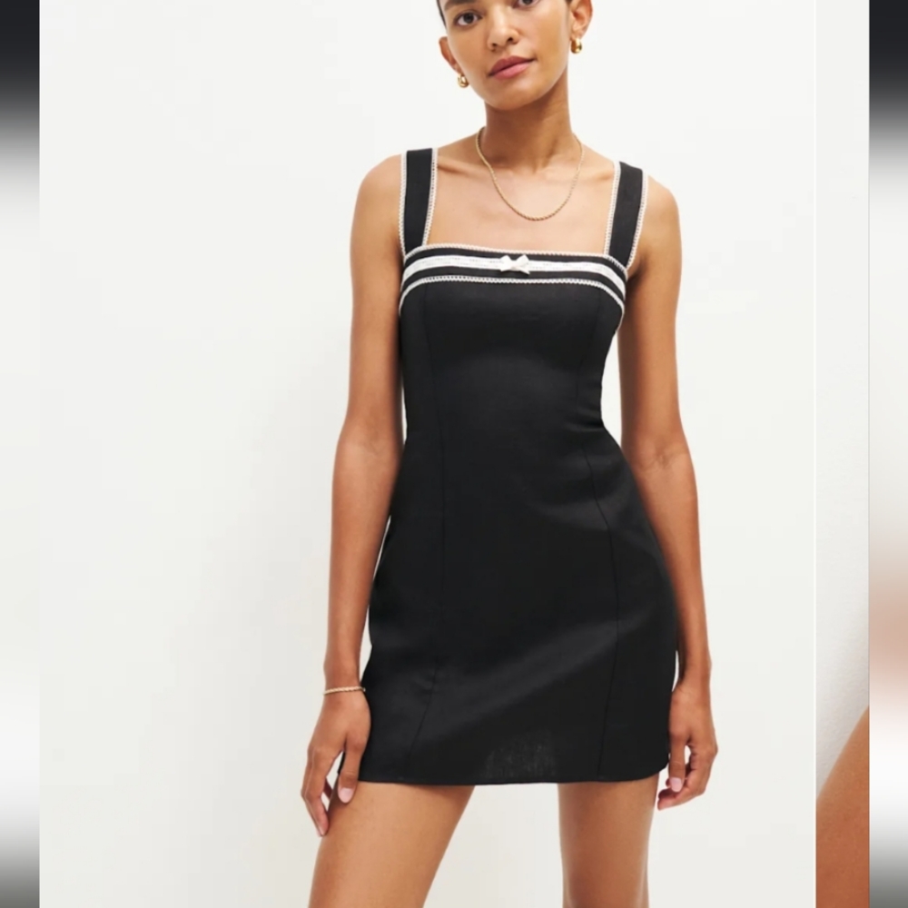 Reformation Elana Sleeveless Mini Dress- Black and White